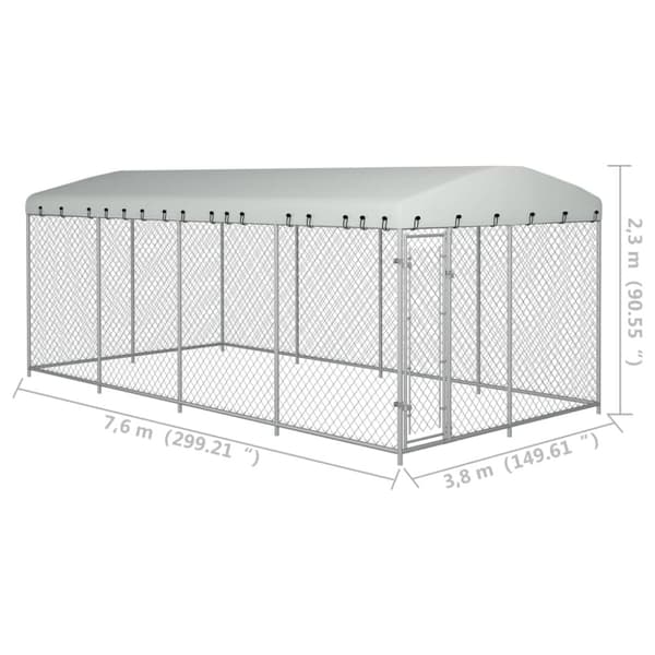 Koiran ulkohäkki katoksella 7,6x3,8x2,3 m