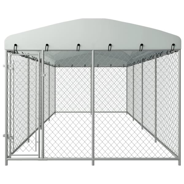 Koiran ulkohäkki katoksella 7,6x3,8x2,3 m