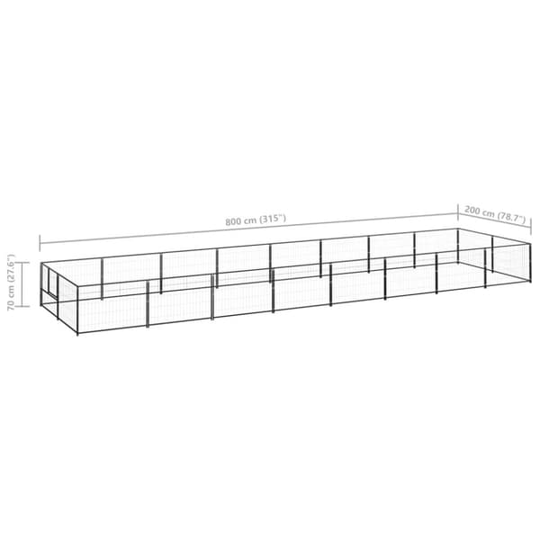 hundeløbegård 16 m² stål sort