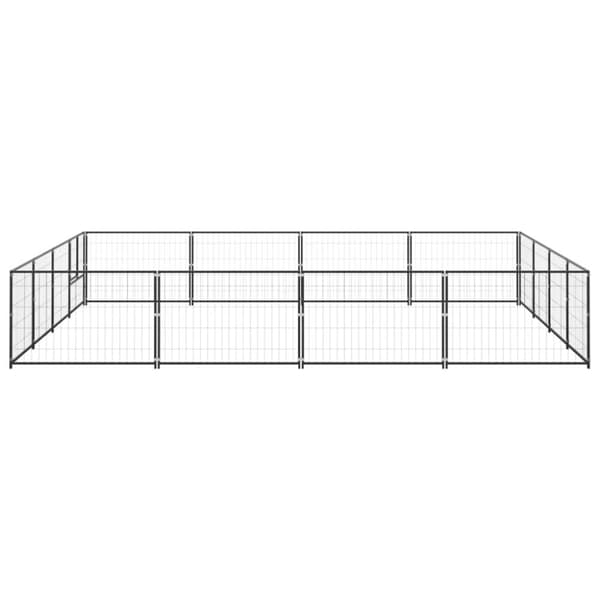 hundeløbegård 16 m² stål sort