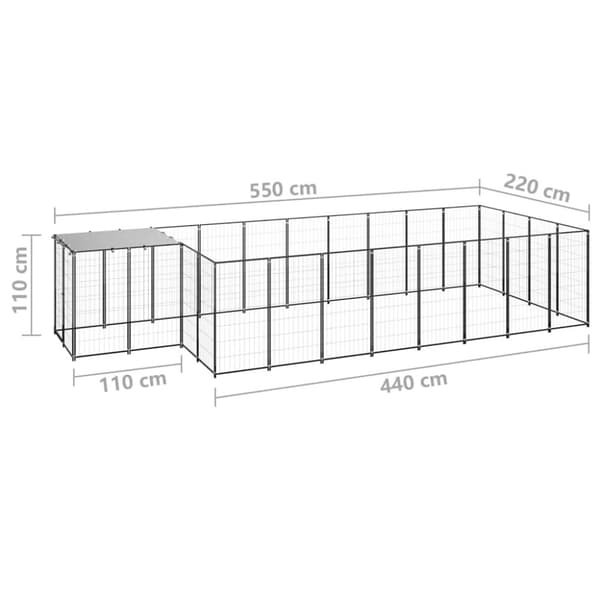 Koiranhäkki musta 10,89 m² teräs