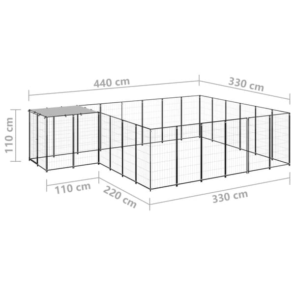 Koiranhäkki musta 12,1 m² teräs