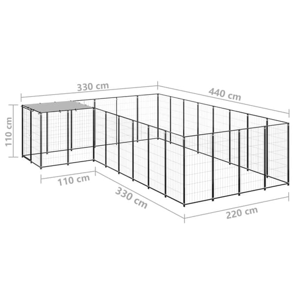 hundeløbegård 10,89 m² stål sort