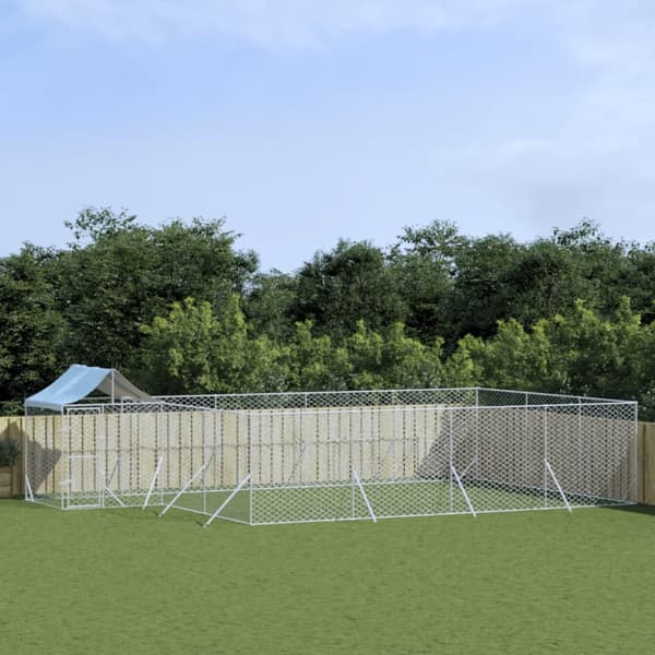 Hundgård med tak silver 10x6x2,5 m galvaniserat stål