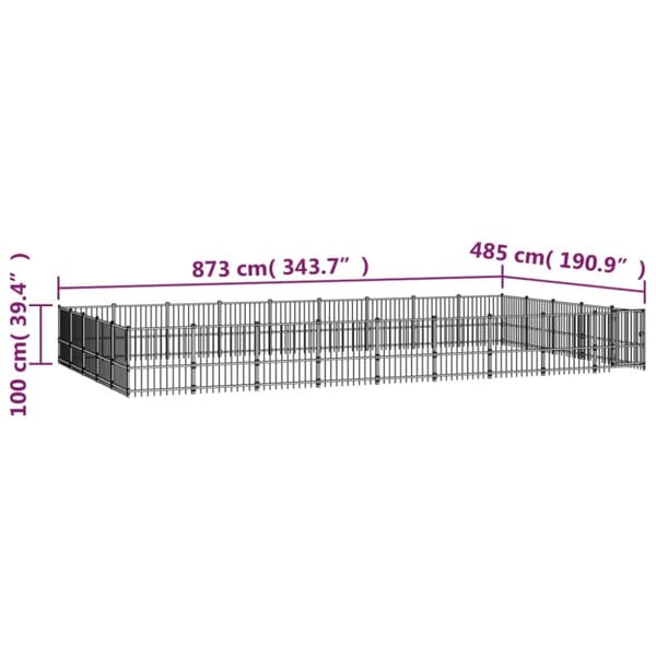 udendørs hundebur 42,34 m² stål