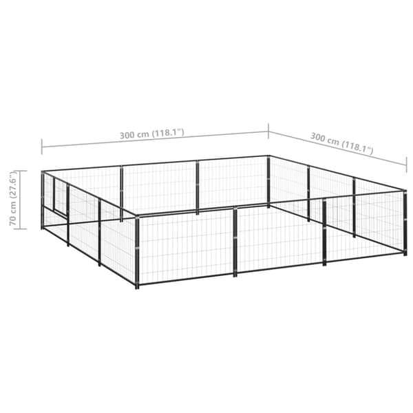 Koiranhäkki musta 9 m² teräs