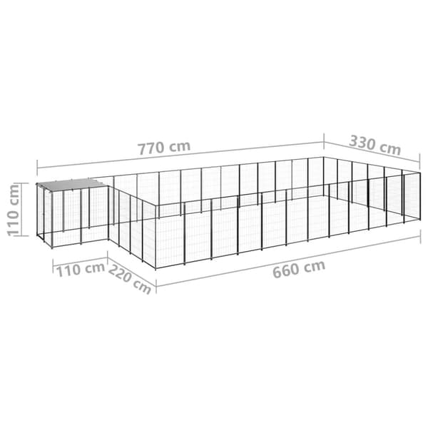 Koiranhäkki musta 22,99 m² teräs