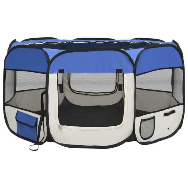 foldbar hundegård med bæretaske 125x125x61 cm blå
