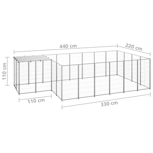 Koiranhäkki hopea 8,47 m² teräs