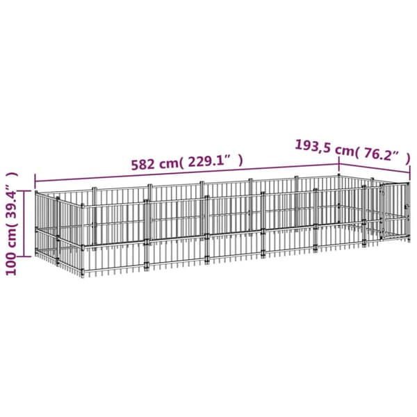 Koiran ulkohäkki teräs 11,26 m²