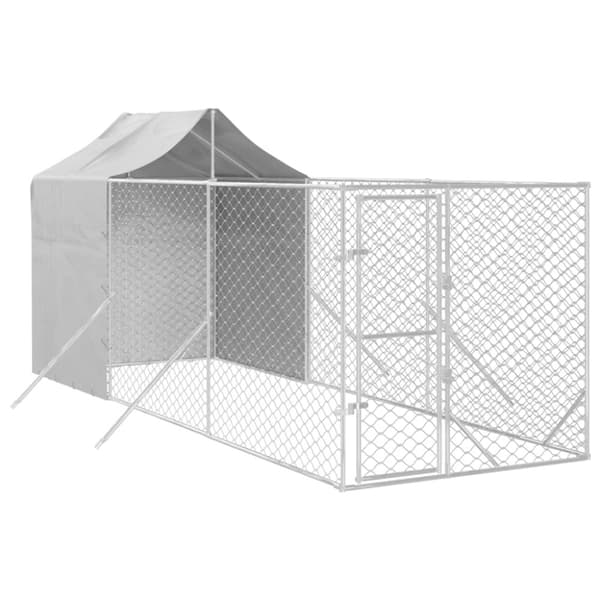Koiran ulkohäkki katolla hopea 2x6x2,5 m galvanoitu teräs