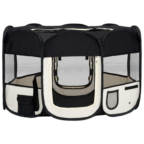 foldbar hundegård med bæretaske 125x125x61 cm sort