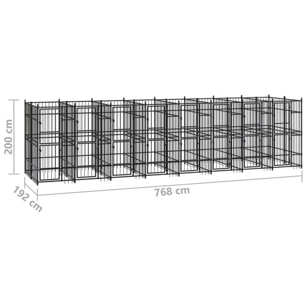 udendørs hundeløbegård 14,75 m² stål