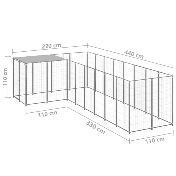 Koiranhäkki hopea 6,05 m² teräs