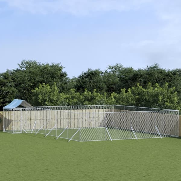 udendørs hundegård med tag 10x8x2,5 m galvaniseret stål sølv