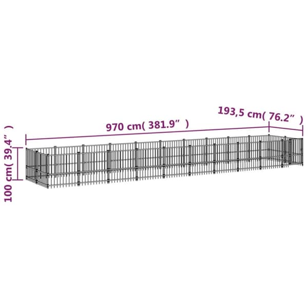 Koiran ulkohäkki teräs 18,77 m²
