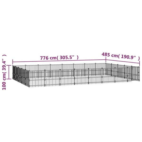 Hundgård för utomhusbruk stål 37,64 m²