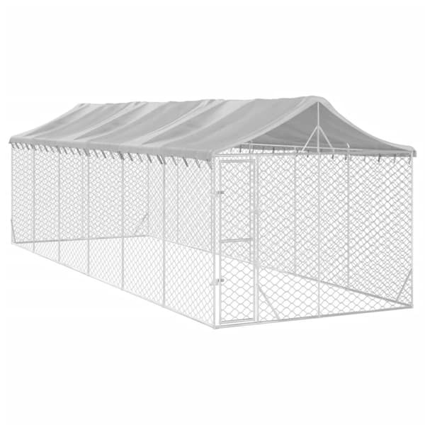 Koiran ulkohäkki katolla hopea 3x9x2,5 m galvanoitu teräs