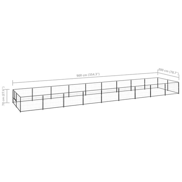 hundeløbegård 18 m² stål sort