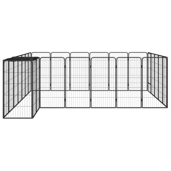 26-panels hundegård 50x100 cm pulverlakeret stål sort