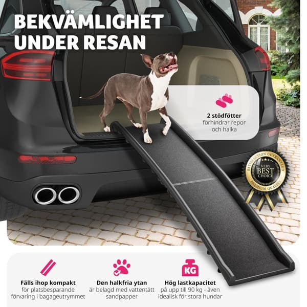 Hundramp Paw Step Auto, hopfällbar och halksäker, upp till 90 kg - svart
