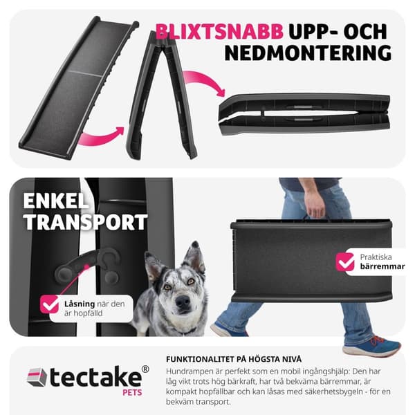 Hundramp Paw Step Auto, hopfällbar och halksäker, upp till 90 kg - svart