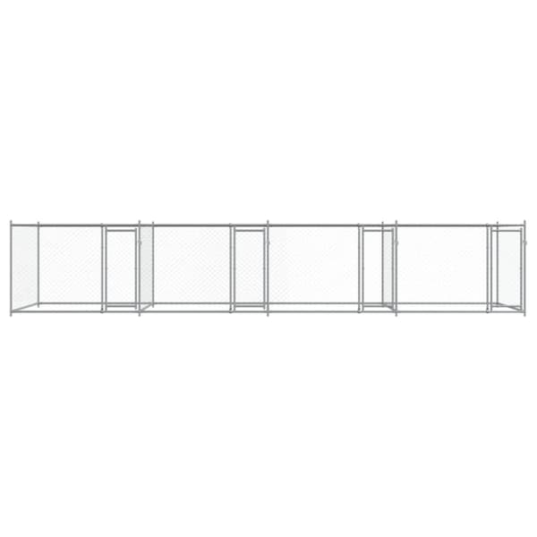 hundegård med låger 8x2x1,5 m galvaniseret stål grå