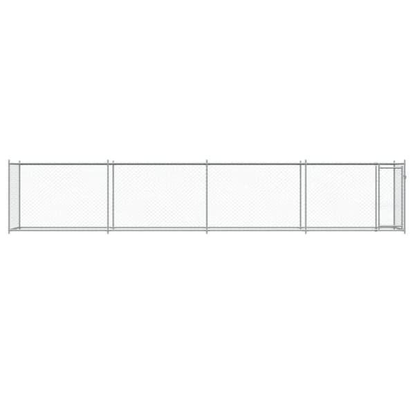 hundegård med låge 8x2x1,5 m galvaniseret stål grå