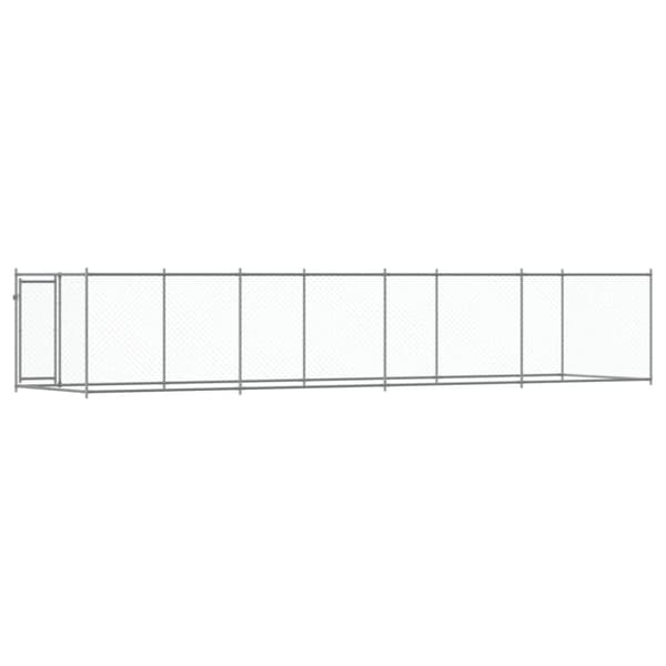 hundegård med låge 8x2x1,5 m galvaniseret stål grå