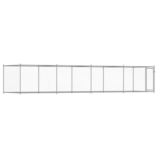 hundegård med låge 8x2x1,5 m galvaniseret stål grå