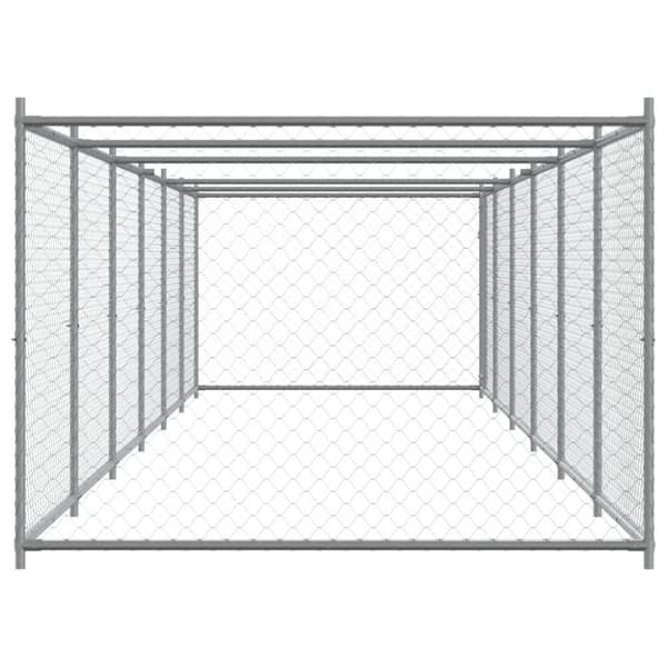 hundegård med låge 12x2x1,5 m galvaniseret stål grå