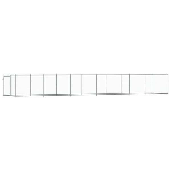 hundegård med låge 12x2x1,5 m galvaniseret stål grå