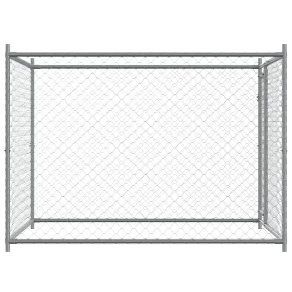Koiranhäkki ovella harmaa 2x2x1,5 m galvanoitu teräs