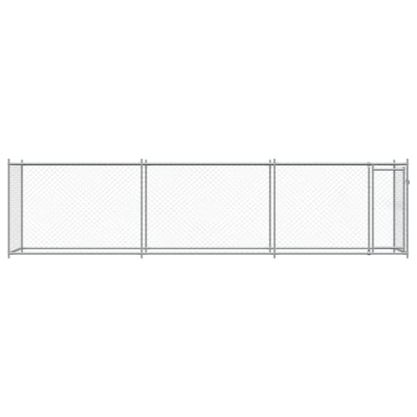 hundegård med låge 6x2x1,5 m galvaniseret stål grå