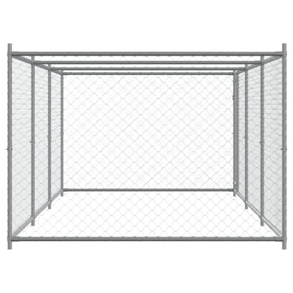hundegård med låge 6x2x1,5 m galvaniseret stål grå