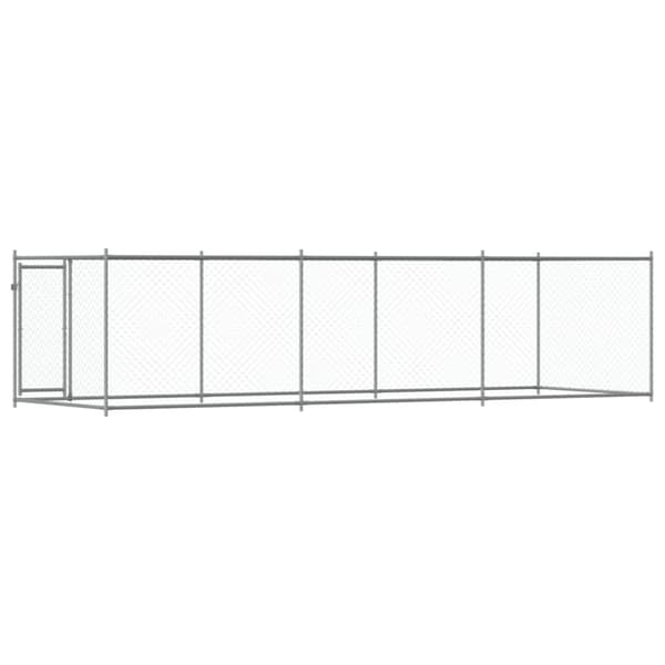 hundegård med låge 6x2x1,5 m galvaniseret stål grå