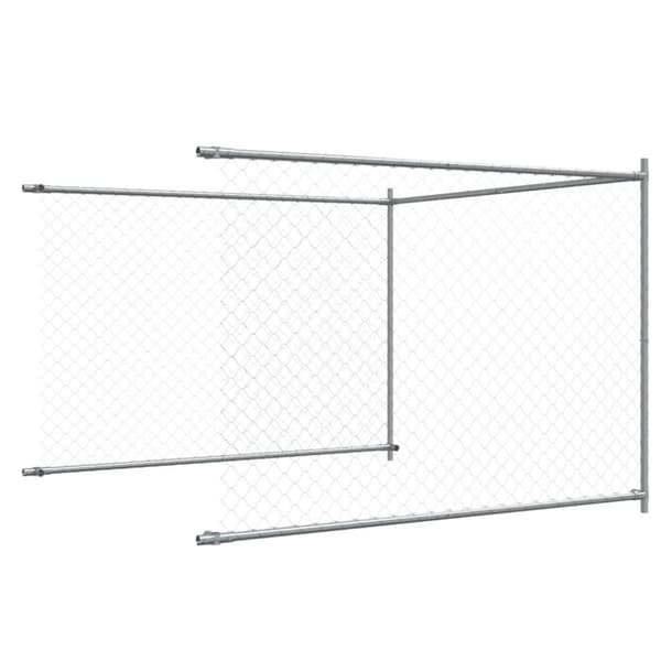 hundegård med låge 6x2x1,5 m galvaniseret stål grå