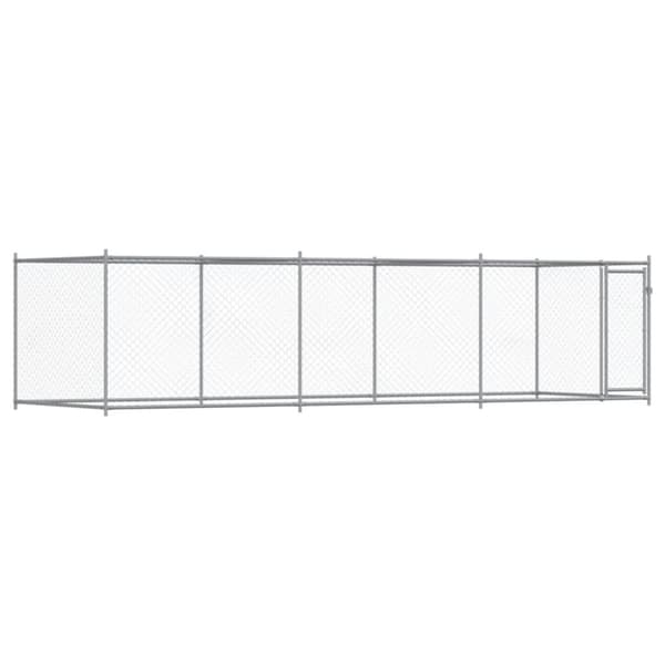 hundegård med låge 6x2x1,5 m galvaniseret stål grå