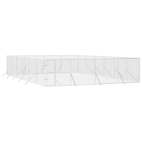 udendørs hundegård 8x12x2 m galvaniseret stål sølvfarvet