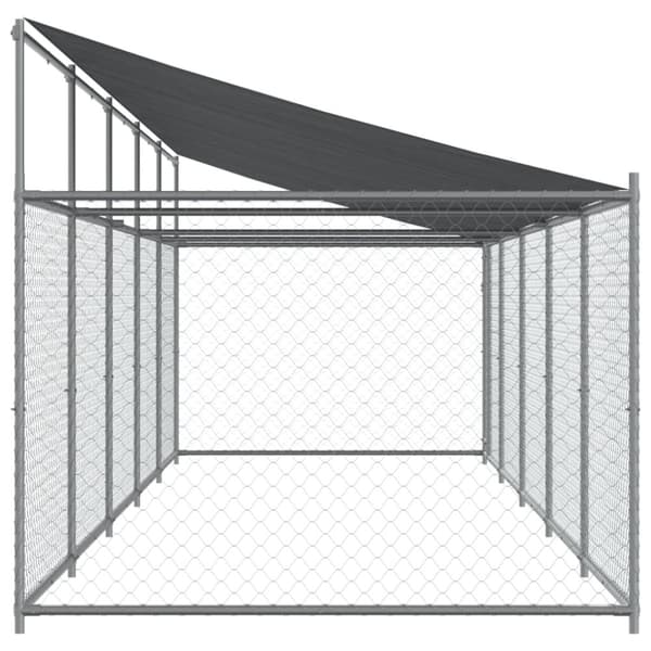 hundegård med tag og låge 10x2x2 m galvaniseret stål grå