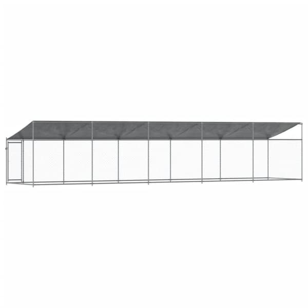 hundegård med tag og låge 10x2x2 m galvaniseret stål grå