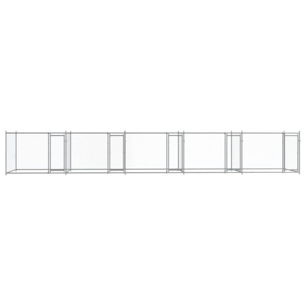 hundegård med låger 10x2x1,5 m galvaniseret stål grå