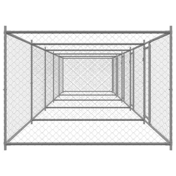 hundegård med låger 10x2x1,5 m galvaniseret stål grå
