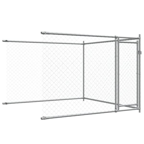 hundegård med låge 6x2x1,5 m galvaniseret stål grå