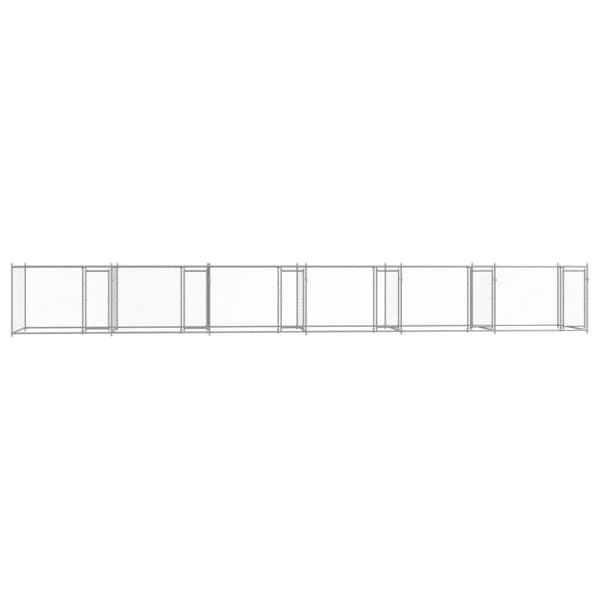 hundegård med låger 12x2x1,5 m galvaniseret stål grå