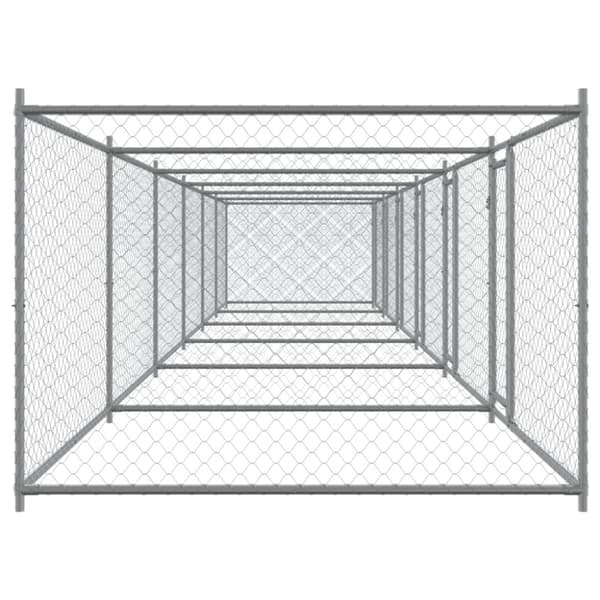 hundegård med låger 12x2x1,5 m galvaniseret stål grå