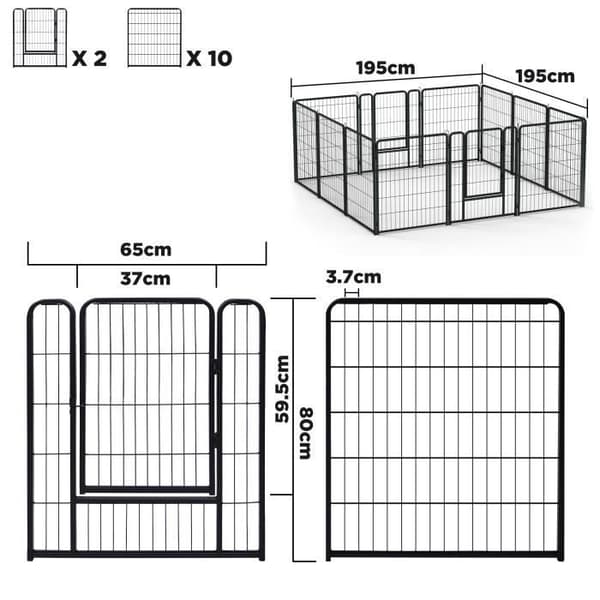 XMTECH Outdoor Inhägnad DIY Djurstaket med dörr, för sällskapsdjur kaniner Hundar och husdjur Valp, 12 stycken.