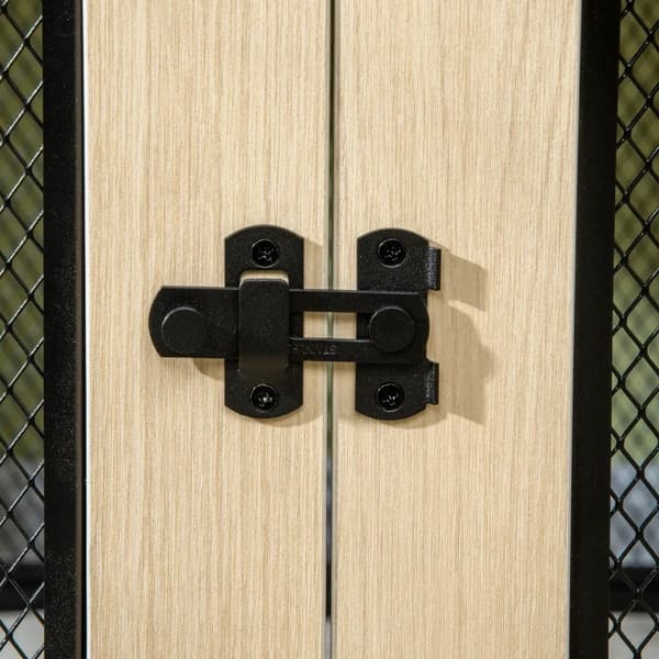 Rootz Dog Crate - Hundbur - Modern design - Låsbara 2 dörrar - Spånskiva - Oxfordtyg - Naturligt + Svart - 94cm x 60cm x 71,5cm