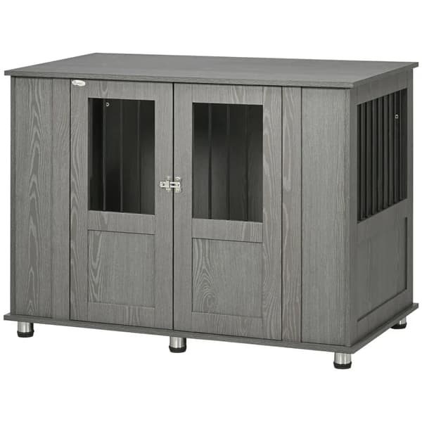 Rootz Hundekasse - 2 døre - Inklusiv lås - Mellemstore og store hunde - Magnetisk dør - Grå - 116 cm x 60 cm x 87 cm