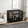 Pikkukuva 7 / 7: Rootz Dog Cate - Heavy Duty -koiran häkki - Sisältää pohjaalustan - Lukko - Yleispyörät - Irrotettava tarjotin - Musta - 94 cm x 58 cm x 78 cm